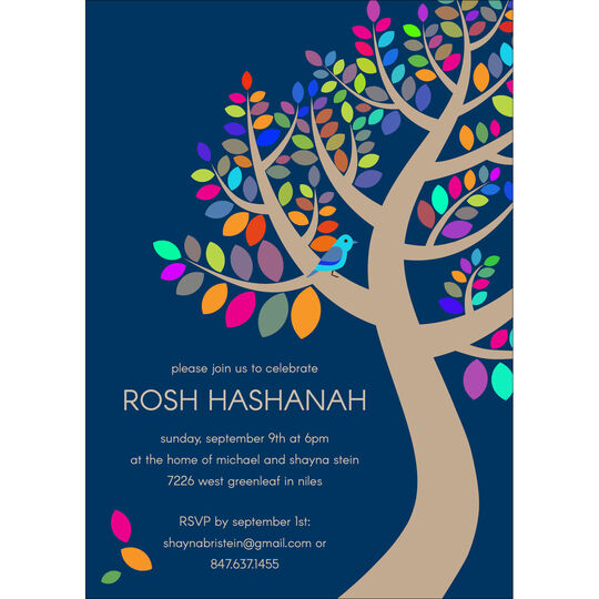 Navy Tree of Life Invitations